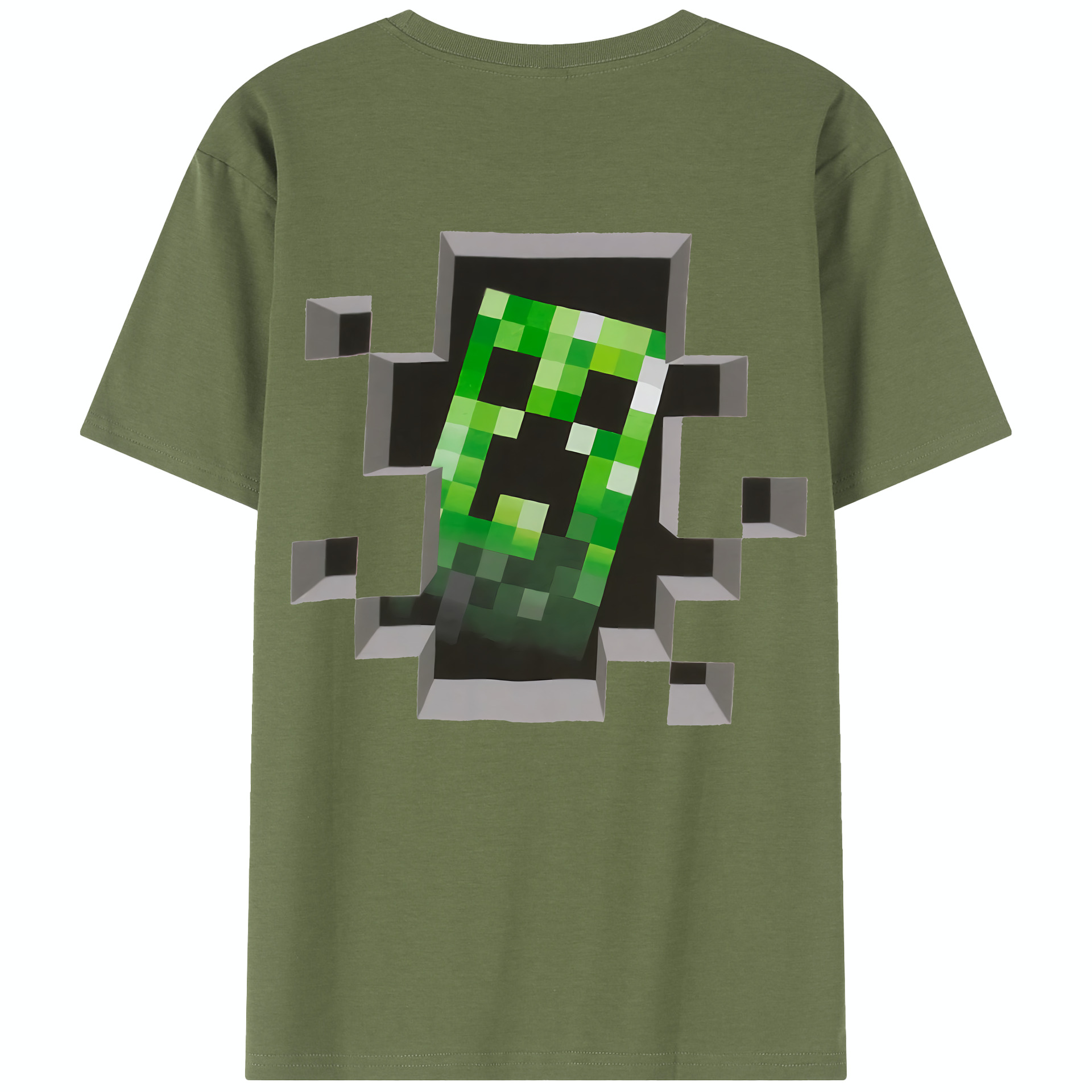 （画像用） マインクラフト ブロックの世界 Minecraft MC Block world 綿100％半袖Tシャツ（背面プリント）